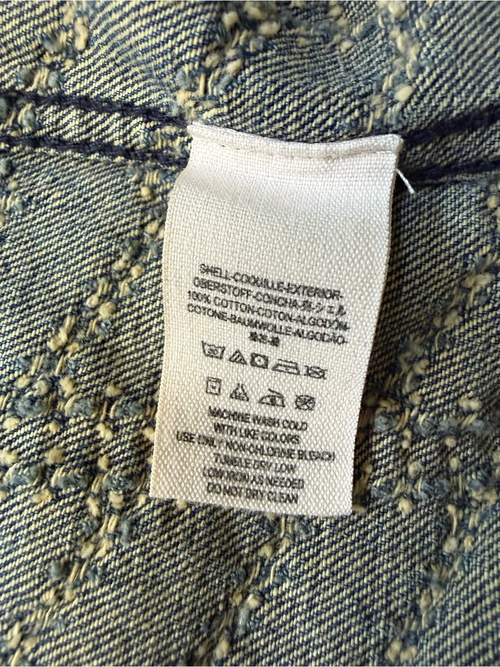 Free People Chevron Textured Denim Moto Jacket XS Rare Vintage